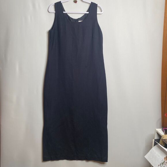 Jessica Howard Dresses & Skirts - Jessica Howard Linen Blend Blue Midi Dress Lined Zip Closure Slit Sides Size 12